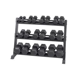 5kg-50kg Rubber Hex Dumbbell Set With Stand