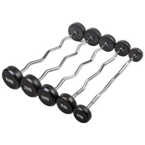 Rubber Coated Ez Fixed Barbell 10kg,15kg,20kg,25kg,30kg,35kg