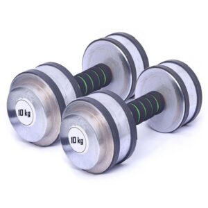 Rubber Gripped Silver Dumbbell 20KG (10KG X 2)